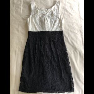 Lace White and Black Dress